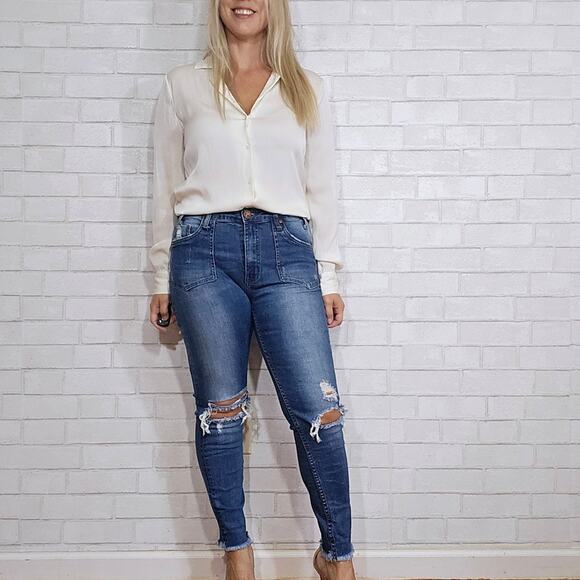 One By One Teaspoon Distressed Skinny Jeans - Picture 2 of 10